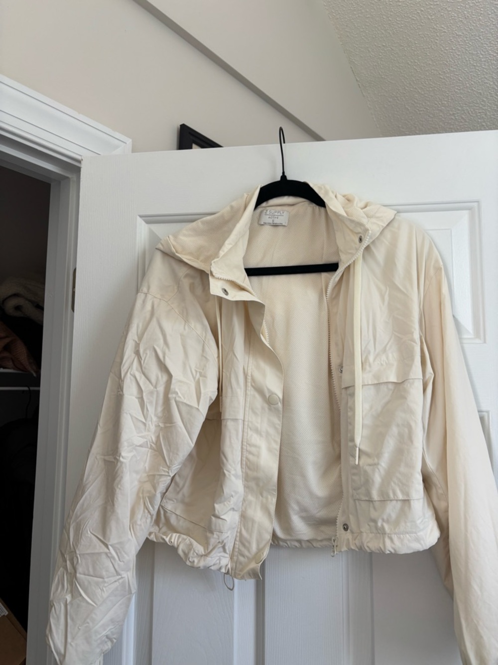 Z Supply Cream Hooded Bomber Jacket